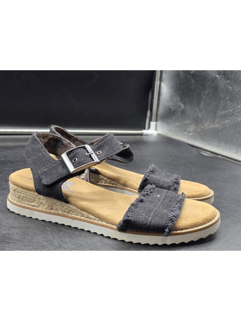 BOBS From Skechers Sandal Women Size 6 Desert Kiss Espadrille Wedge Buckle Shoes